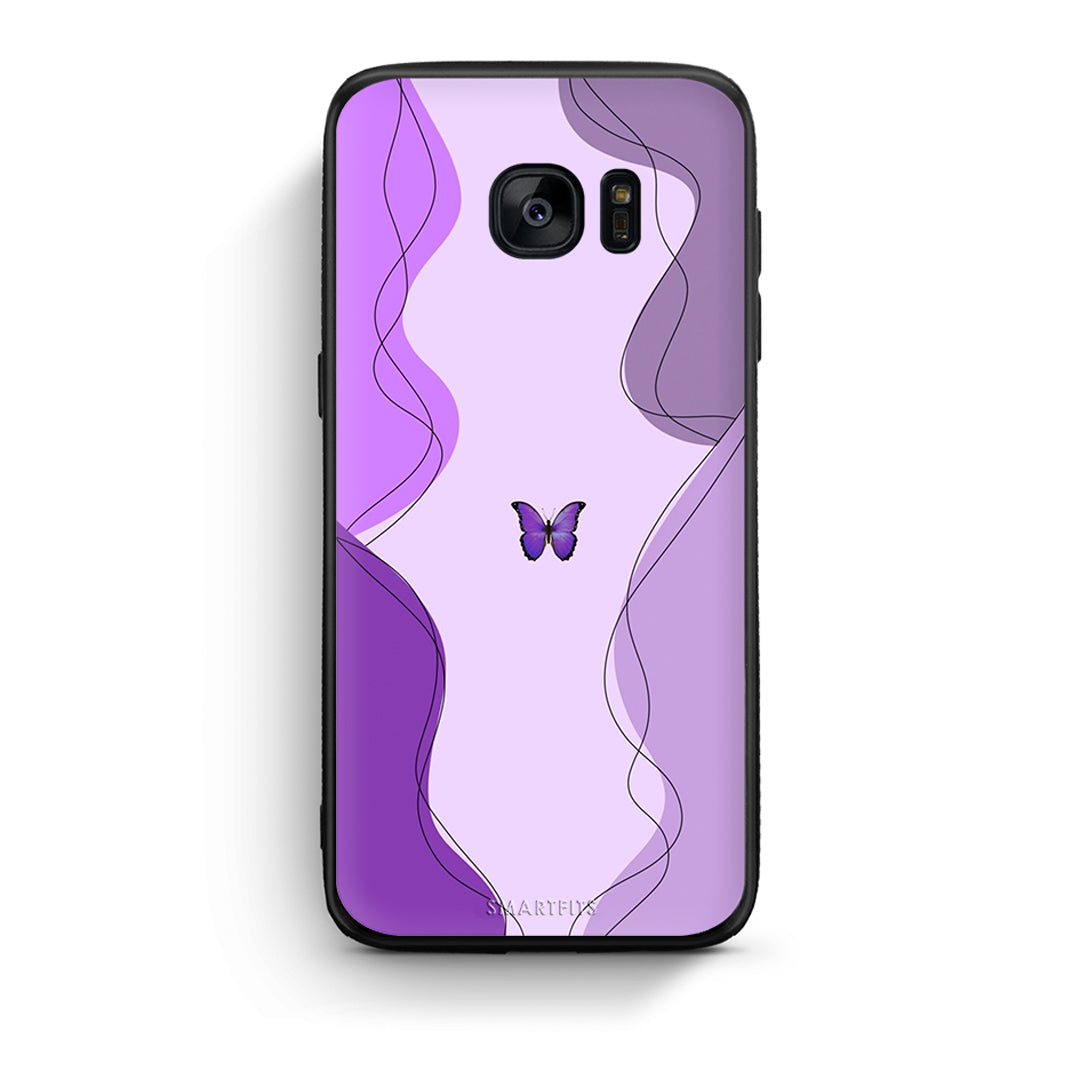 samsung s7 edge Purple Mariposa Θήκη Αγίου Βαλεντίνου από τη Smartfits με σχέδιο στο πίσω μέρος και μαύρο περίβλημα | Smartphone case with colorful back and black bezels by Smartfits