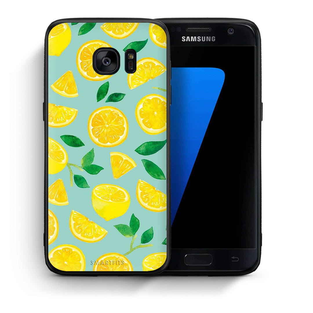 Θήκη Samsung S7 Lemons από τη Smartfits με σχέδιο στο πίσω μέρος και μαύρο περίβλημα | Samsung S7 Lemons case with colorful back and black bezels