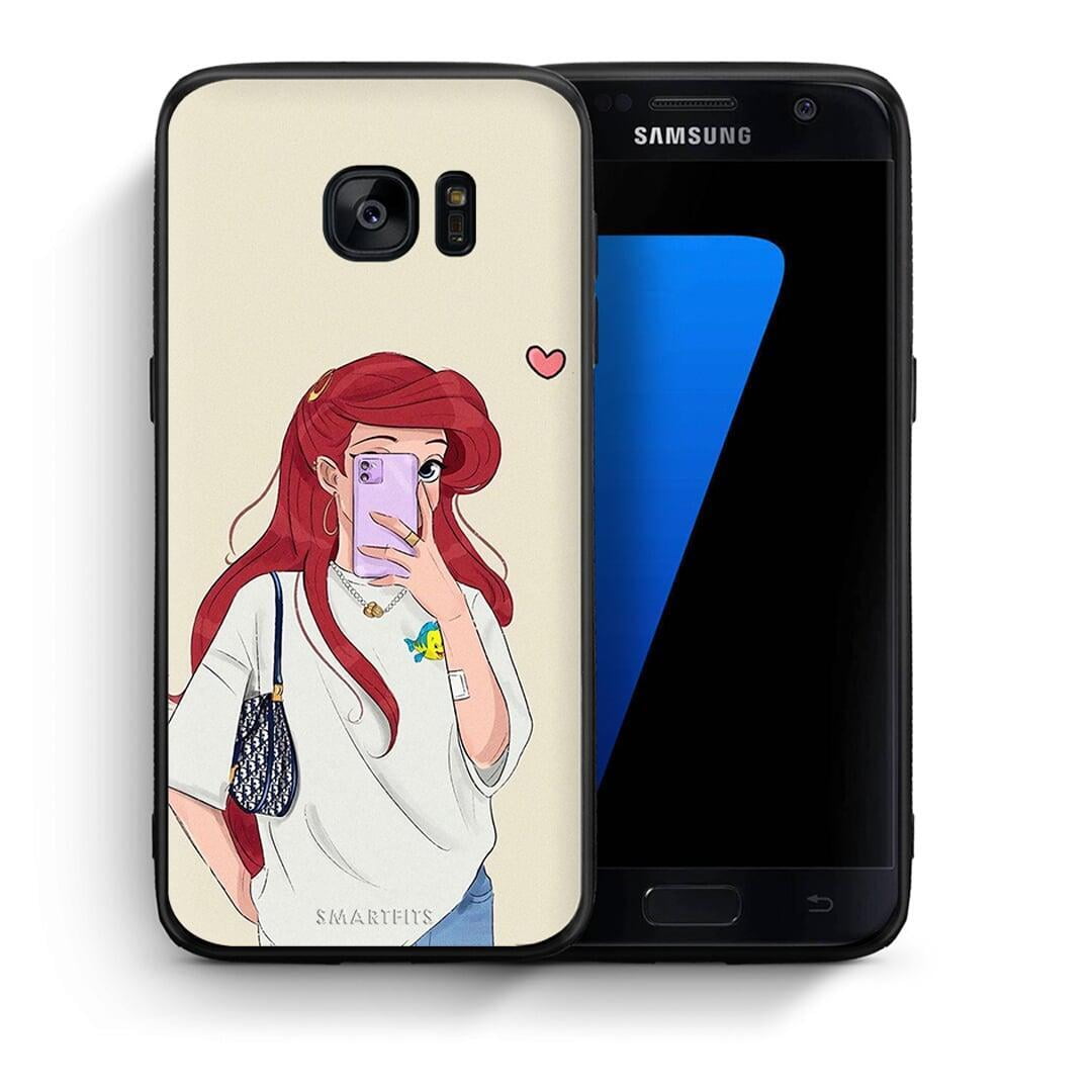 Θήκη Samsung S7 Walking Mermaid από τη Smartfits με σχέδιο στο πίσω μέρος και μαύρο περίβλημα | Samsung S7 Walking Mermaid case with colorful back and black bezels
