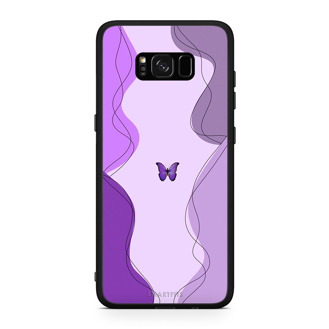 Samsung S8 Purple Mariposa Θήκη Αγίου Βαλεντίνου από τη Smartfits με σχέδιο στο πίσω μέρος και μαύρο περίβλημα | Smartphone case with colorful back and black bezels by Smartfits