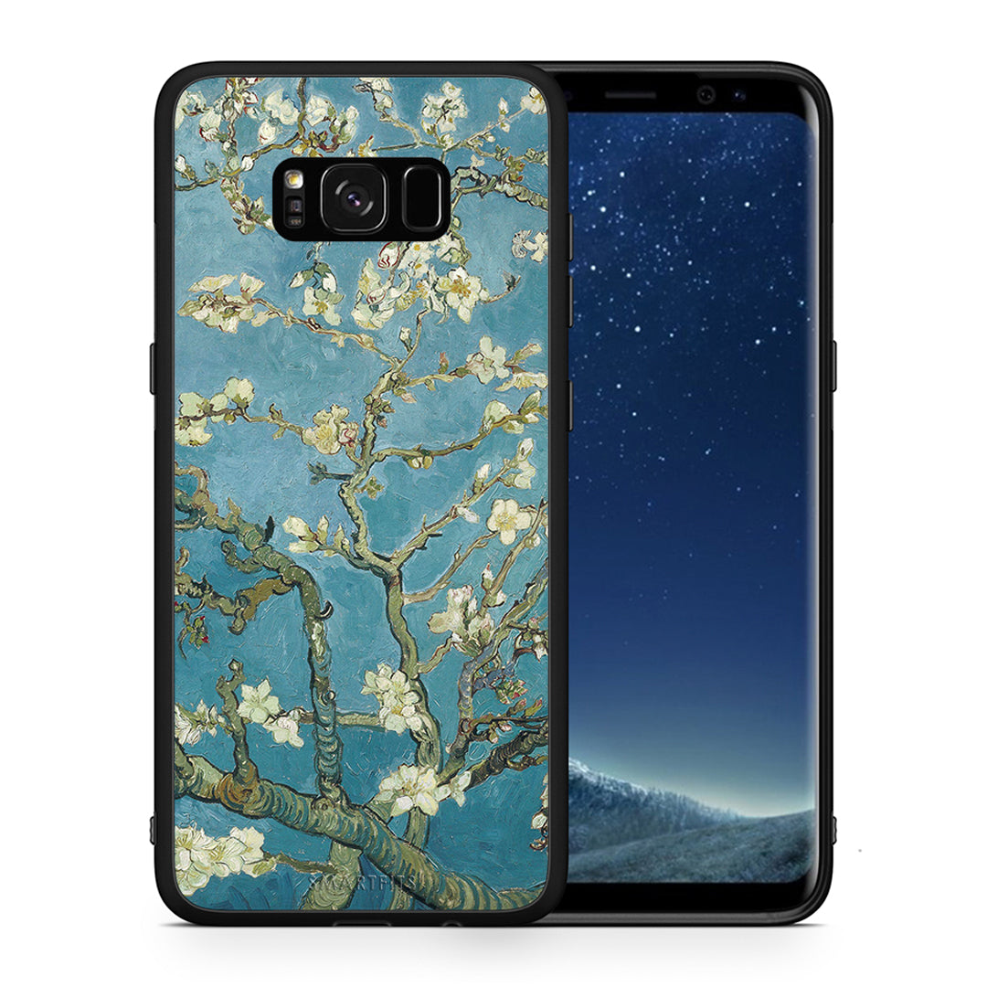 Θήκη Samsung S8 White Blossoms από τη Smartfits με σχέδιο στο πίσω μέρος και μαύρο περίβλημα | Samsung S8 White Blossoms case with colorful back and black bezels