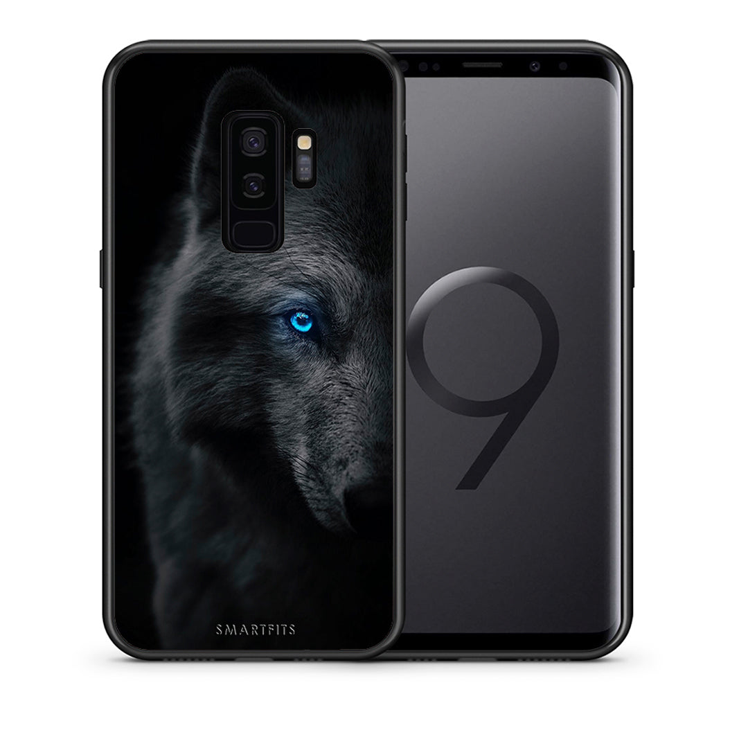 Θήκη Samsung S9 Plus Dark Wolf από τη Smartfits με σχέδιο στο πίσω μέρος και μαύρο περίβλημα | Samsung S9 Plus Dark Wolf case with colorful back and black bezels