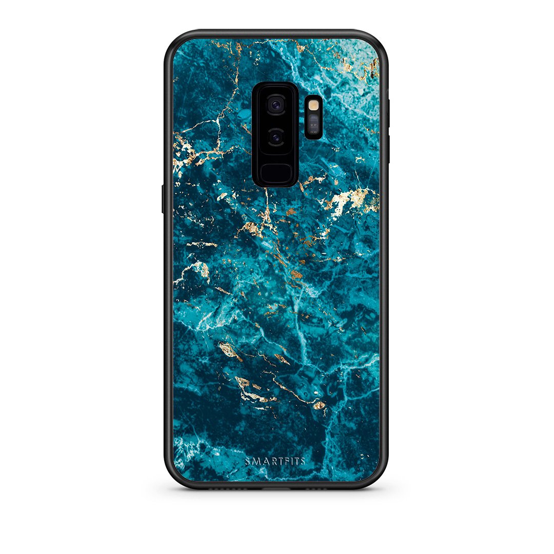 samsung s9 plus Marble Blue θήκη από τη Smartfits με σχέδιο στο πίσω μέρος και μαύρο περίβλημα | Smartphone case with colorful back and black bezels by Smartfits