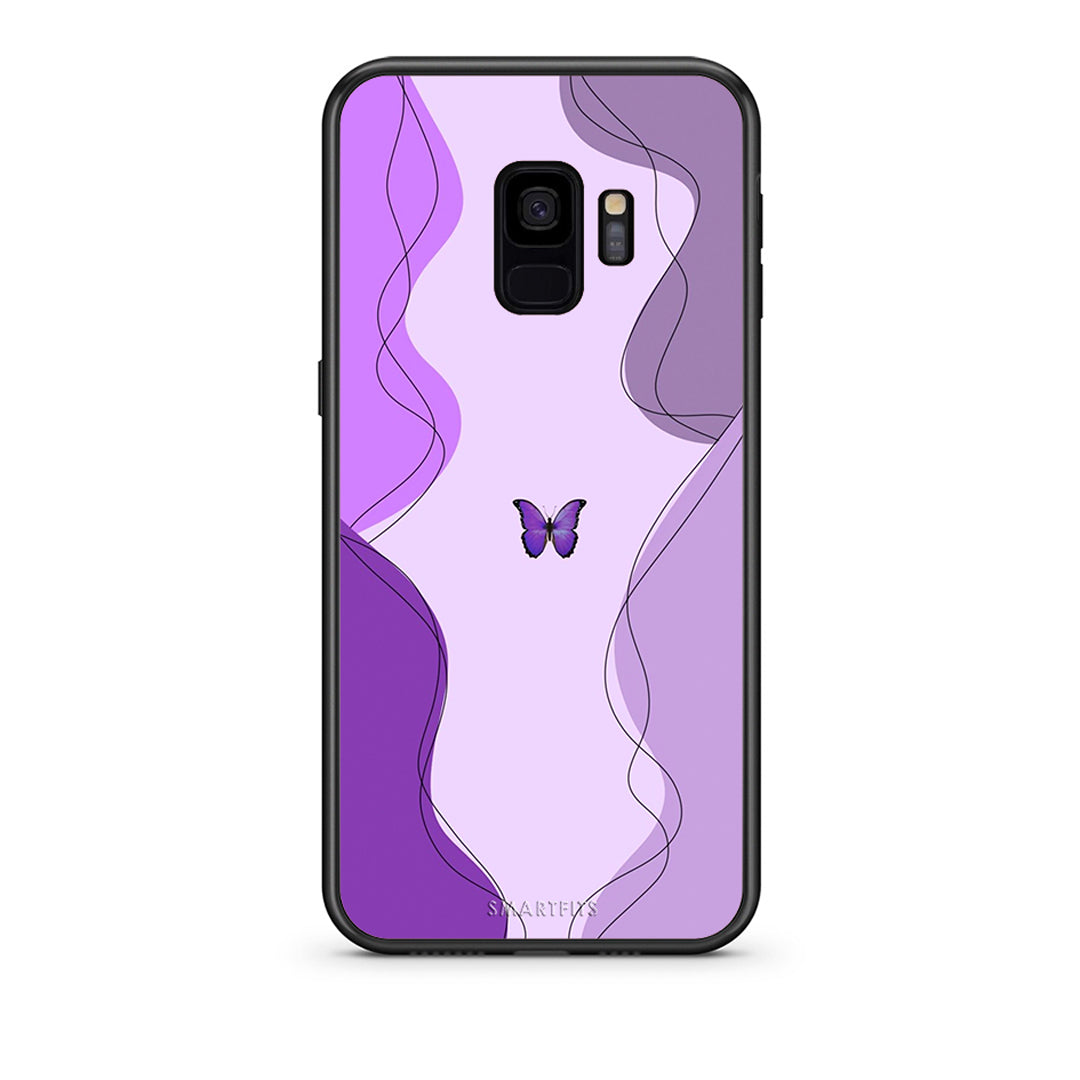 samsung s9 Purple Mariposa Θήκη Αγίου Βαλεντίνου από τη Smartfits με σχέδιο στο πίσω μέρος και μαύρο περίβλημα | Smartphone case with colorful back and black bezels by Smartfits