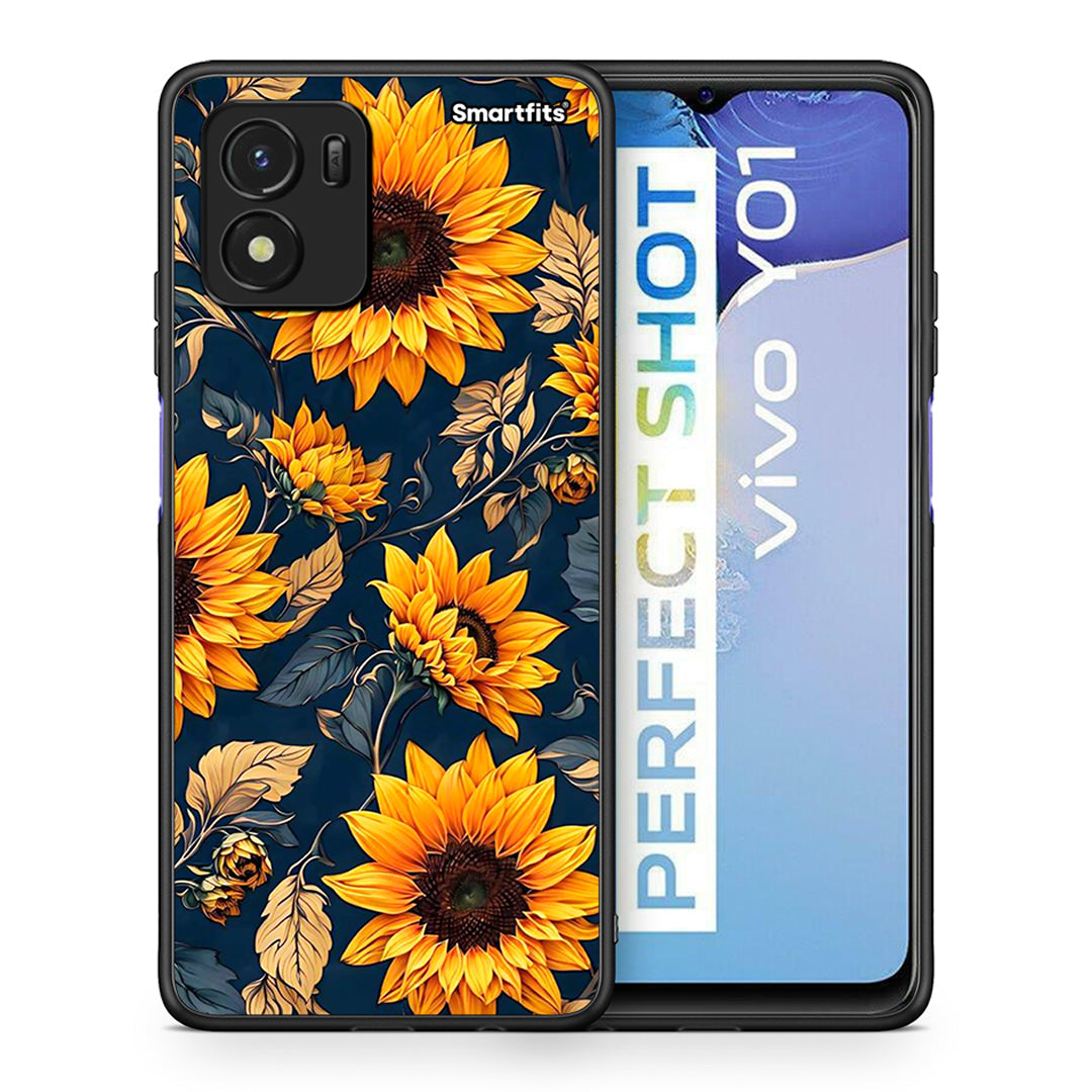 Θήκη Vivo Y01 / Y15s Autumn Sunflowers από τη Smartfits με σχέδιο στο πίσω μέρος και μαύρο περίβλημα | Vivo Y01 / Y15s Autumn Sunflowers case with colorful back and black bezels