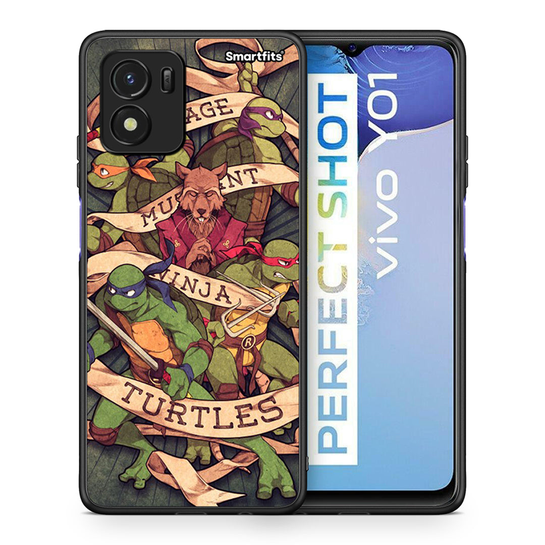 Θήκη Vivo Y01 / Y15s Ninja Turtles από τη Smartfits με σχέδιο στο πίσω μέρος και μαύρο περίβλημα | Vivo Y01 / Y15s Ninja Turtles case with colorful back and black bezels
