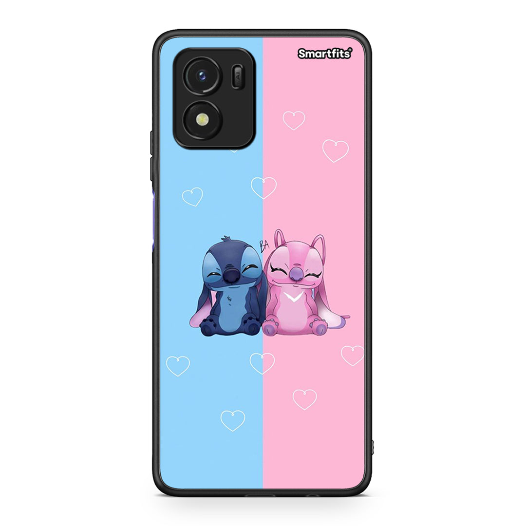 Vivo Y01 / Y15s Stitch And Angel θήκη από τη Smartfits με σχέδιο στο πίσω μέρος και μαύρο περίβλημα | Smartphone case with colorful back and black bezels by Smartfits