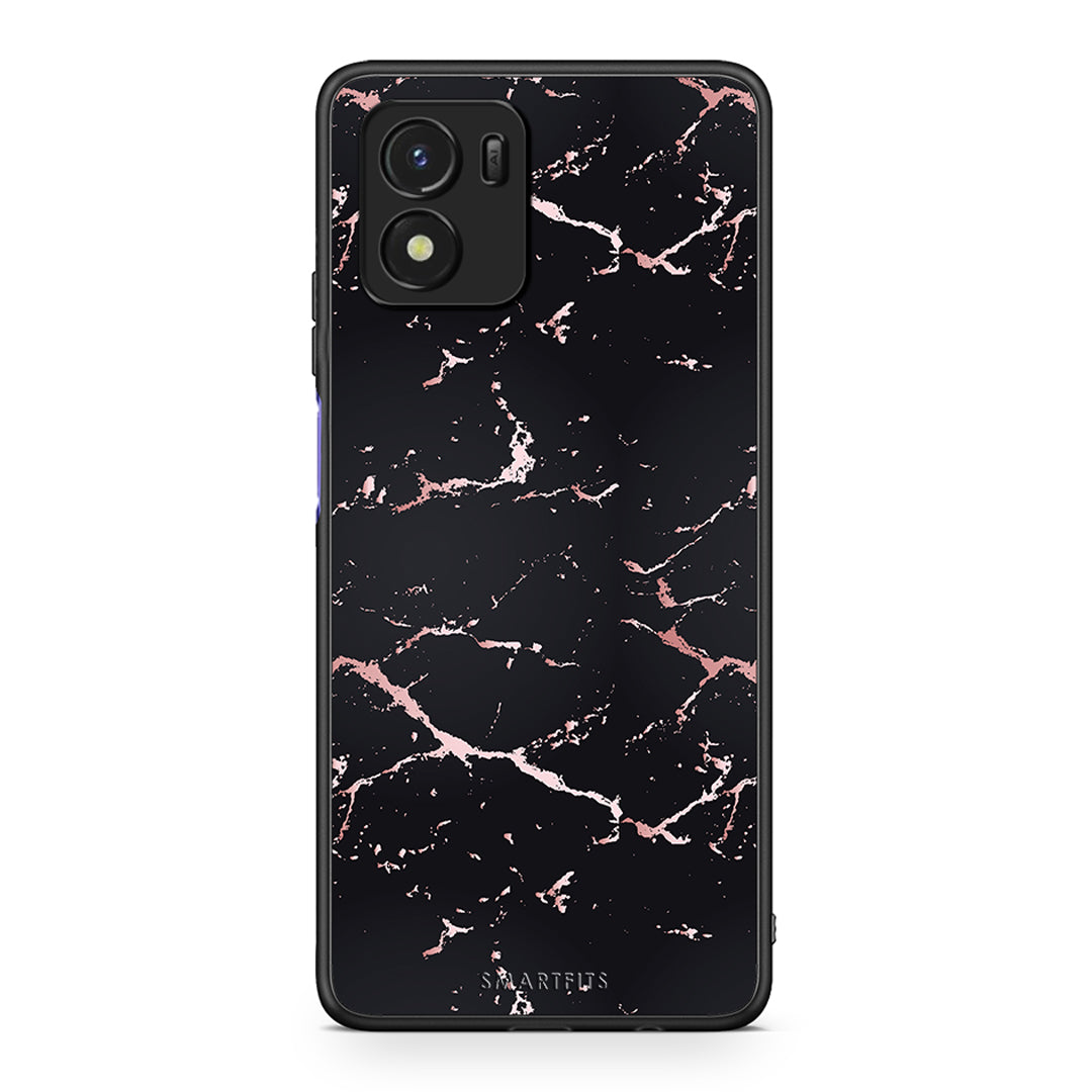 4 - Vivo Y01 / Y15s Black Rosegold Marble case, cover, bumper
