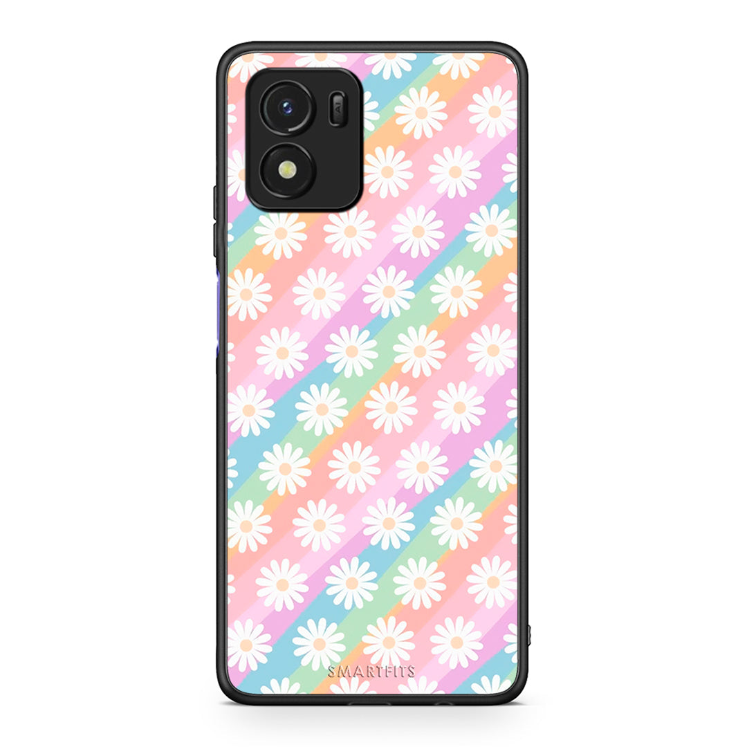 Vivo Y01 / Y15s White Daisies θήκη από τη Smartfits με σχέδιο στο πίσω μέρος και μαύρο περίβλημα | Smartphone case with colorful back and black bezels by Smartfits