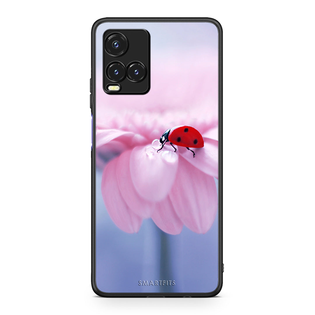 Vivo Y33s / Y21s / Y21 Ladybug Flower θήκη από τη Smartfits με σχέδιο στο πίσω μέρος και μαύρο περίβλημα | Smartphone case with colorful back and black bezels by Smartfits