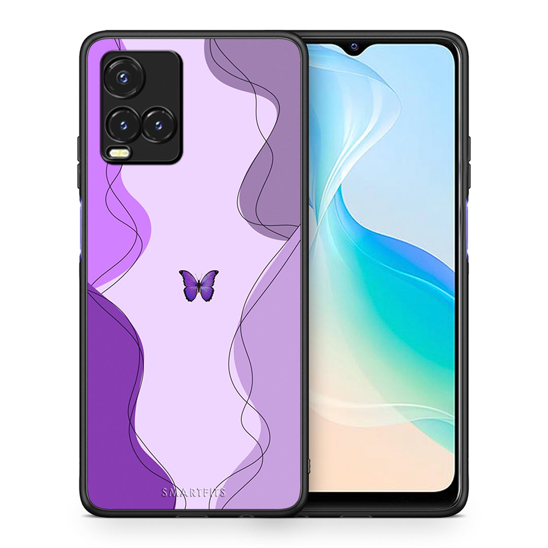 Θήκη Αγίου Βαλεντίνου Vivo Y33s / Y21s / Y21 Purple Mariposa από τη Smartfits με σχέδιο στο πίσω μέρος και μαύρο περίβλημα | Vivo Y33s / Y21s / Y21 Purple Mariposa case with colorful back and black bezels