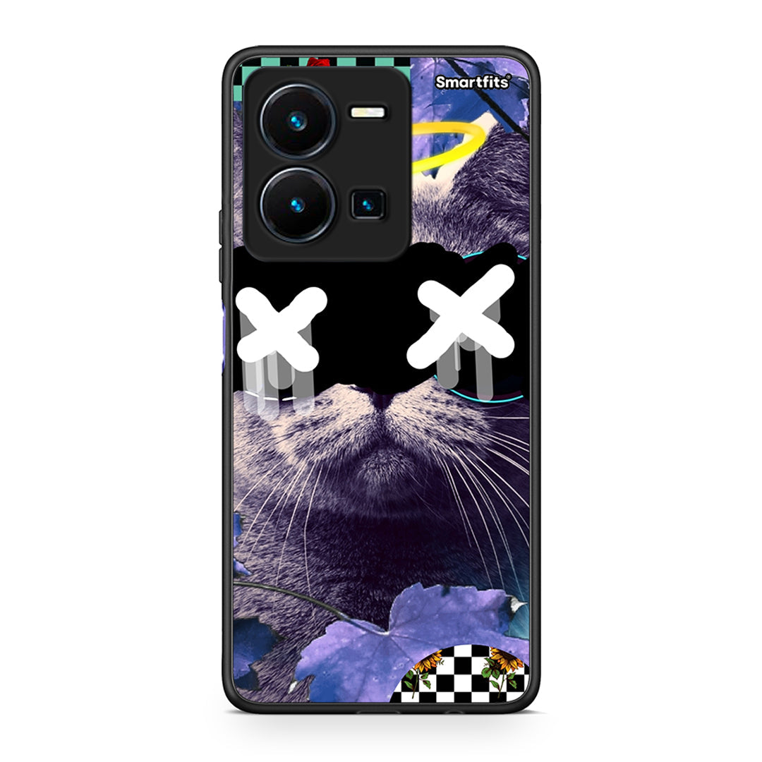 Vivo Y35 5G Cat Collage θήκη από τη Smartfits με σχέδιο στο πίσω μέρος και μαύρο περίβλημα | Smartphone case with colorful back and black bezels by Smartfits