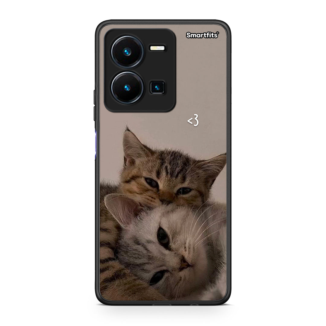 Vivo Y35 5G Cats In Love Θήκη από τη Smartfits με σχέδιο στο πίσω μέρος και μαύρο περίβλημα | Smartphone case with colorful back and black bezels by Smartfits