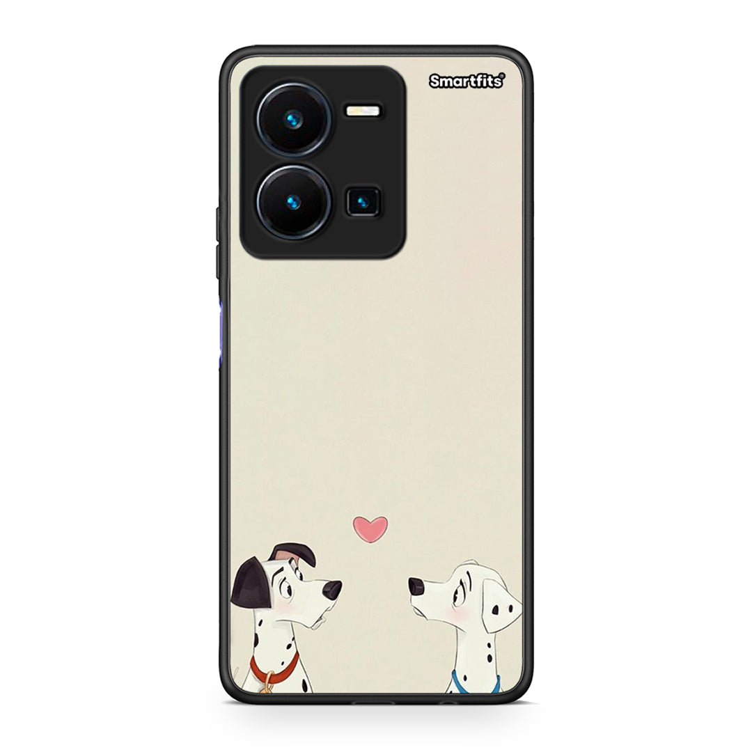 Vivo Y35 5G Dalmatians Love θήκη από τη Smartfits με σχέδιο στο πίσω μέρος και μαύρο περίβλημα | Smartphone case with colorful back and black bezels by Smartfits