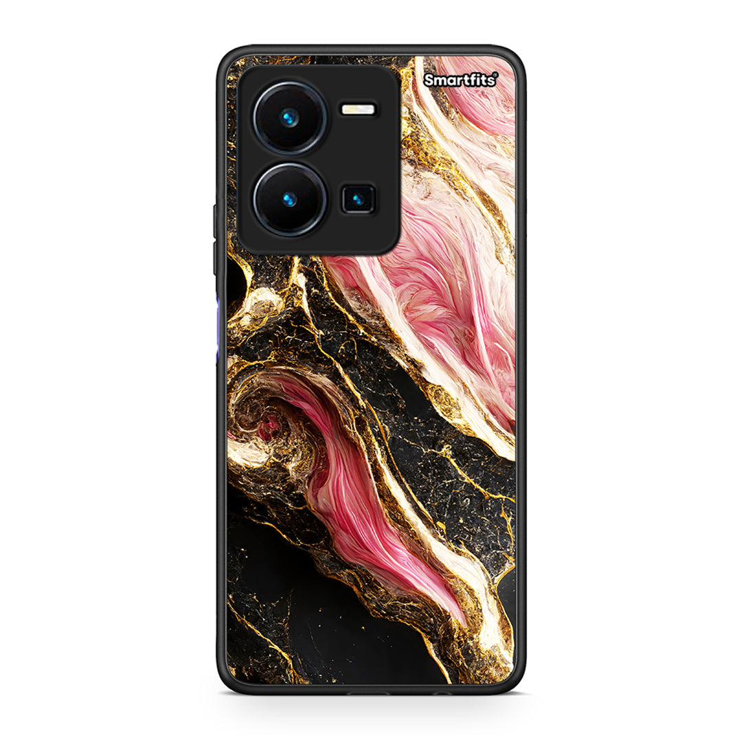 Vivo Y35 5G Glamorous Pink Marble θήκη από τη Smartfits με σχέδιο στο πίσω μέρος και μαύρο περίβλημα | Smartphone case with colorful back and black bezels by Smartfits