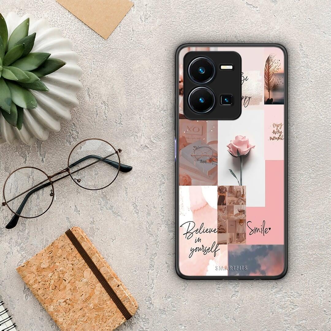 Θήκη Vivo Y35 Aesthetic Collage από τη Smartfits με σχέδιο στο πίσω μέρος και μαύρο περίβλημα | Vivo Y35 Aesthetic Collage Case with Colorful Back and Black Bezels