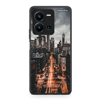 Thumbnail for Θήκη Vivo Y35 City Lights από τη Smartfits με σχέδιο στο πίσω μέρος και μαύρο περίβλημα | Vivo Y35 City Lights Case with Colorful Back and Black Bezels