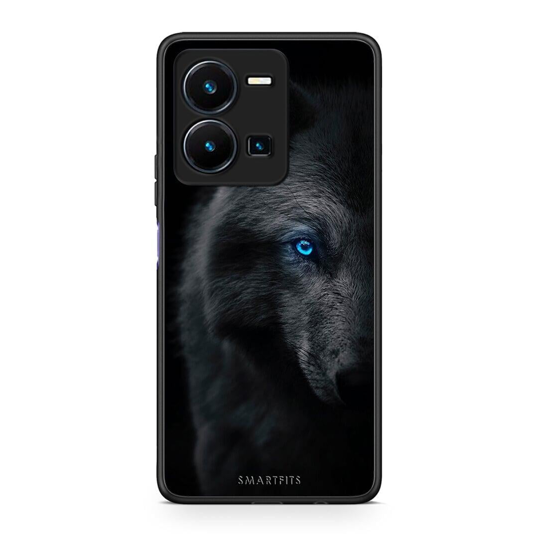 Θήκη Vivo Y35 Dark Wolf από τη Smartfits με σχέδιο στο πίσω μέρος και μαύρο περίβλημα | Vivo Y35 Dark Wolf Case with Colorful Back and Black Bezels