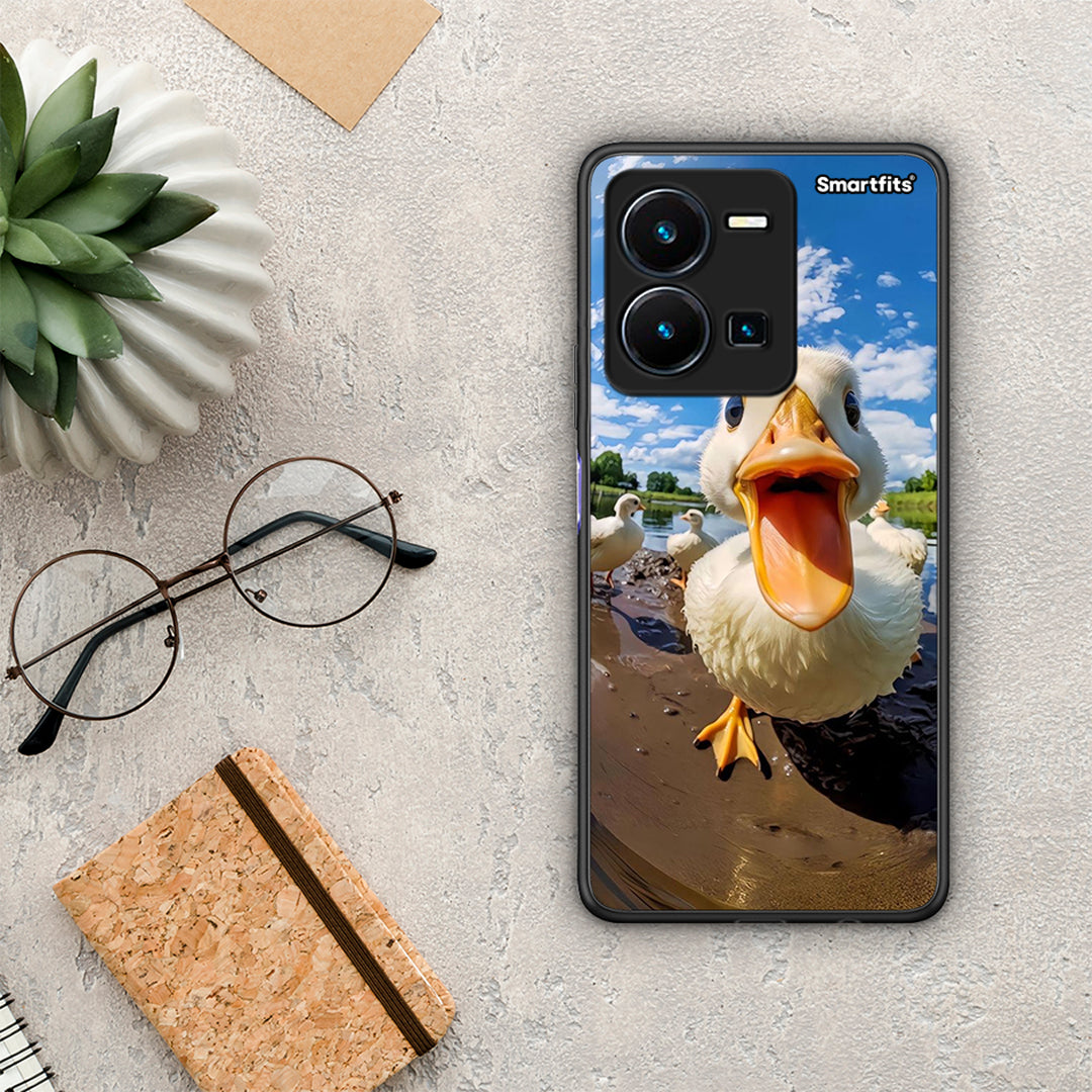 Θήκη Vivo Y35 Duck Face από τη Smartfits με σχέδιο στο πίσω μέρος και μαύρο περίβλημα | Vivo Y35 Duck Face Case with Colorful Back and Black Bezels