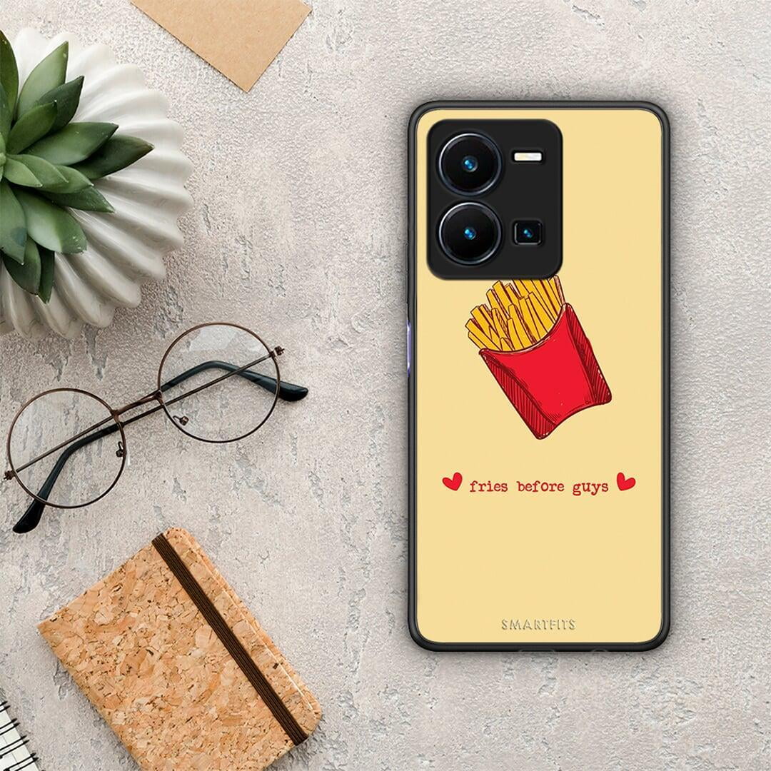 Θήκη Vivo Y35 Fries Before Guys από τη Smartfits με σχέδιο στο πίσω μέρος και μαύρο περίβλημα | Vivo Y35 Fries Before Guys Case with Colorful Back and Black Bezels