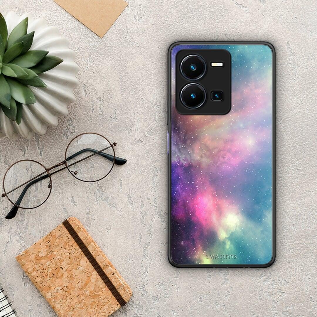 Θήκη Vivo Y35 Galactic Rainbow από τη Smartfits με σχέδιο στο πίσω μέρος και μαύρο περίβλημα | Vivo Y35 Galactic Rainbow Case with Colorful Back and Black Bezels