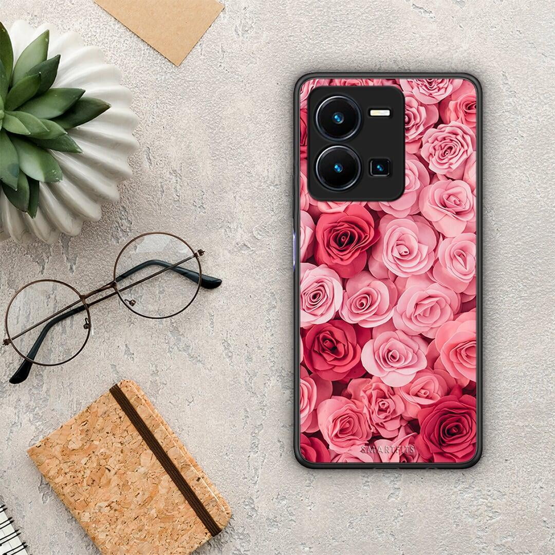 Θήκη Vivo Y35 Valentine RoseGarden από τη Smartfits με σχέδιο στο πίσω μέρος και μαύρο περίβλημα | Vivo Y35 Valentine RoseGarden Case with Colorful Back and Black Bezels