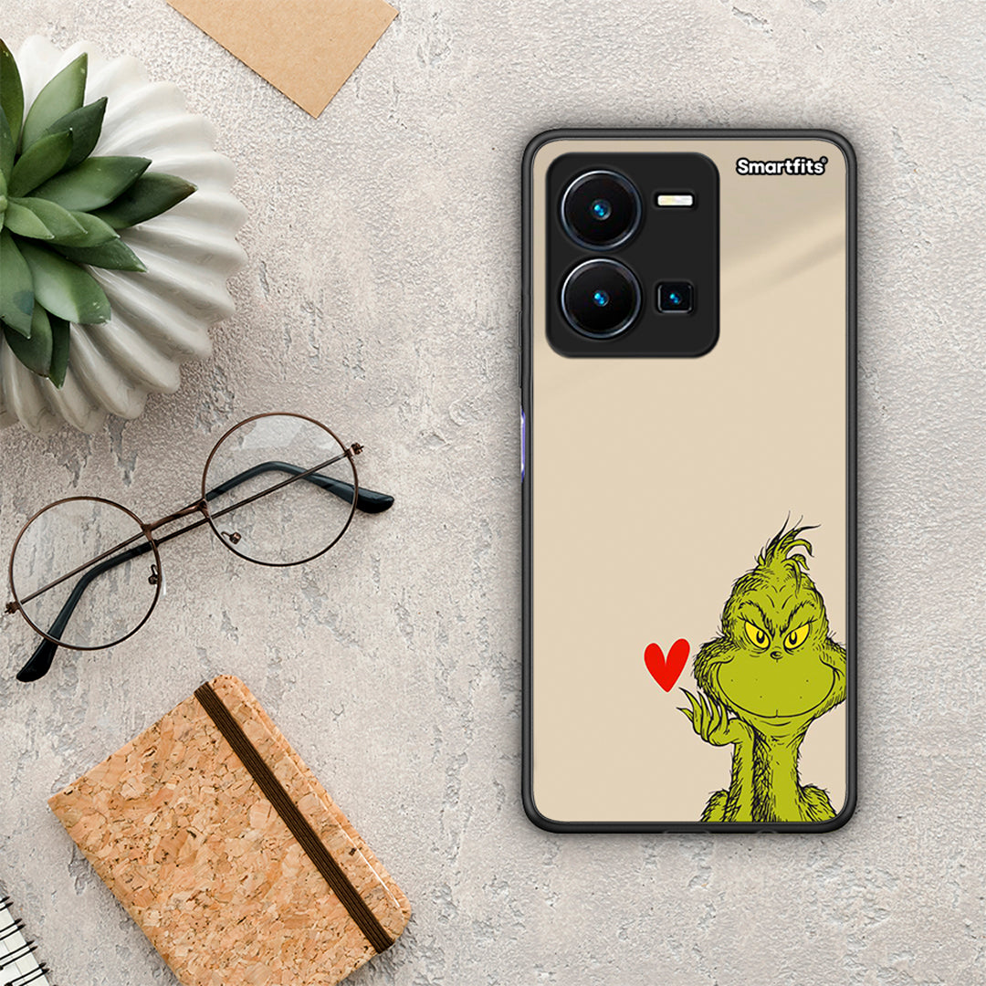 Θήκη Vivo Y35 Xmas Grinch από τη Smartfits με σχέδιο στο πίσω μέρος και μαύρο περίβλημα | Vivo Y35 Xmas Grinch Case with Colorful Back and Black Bezels