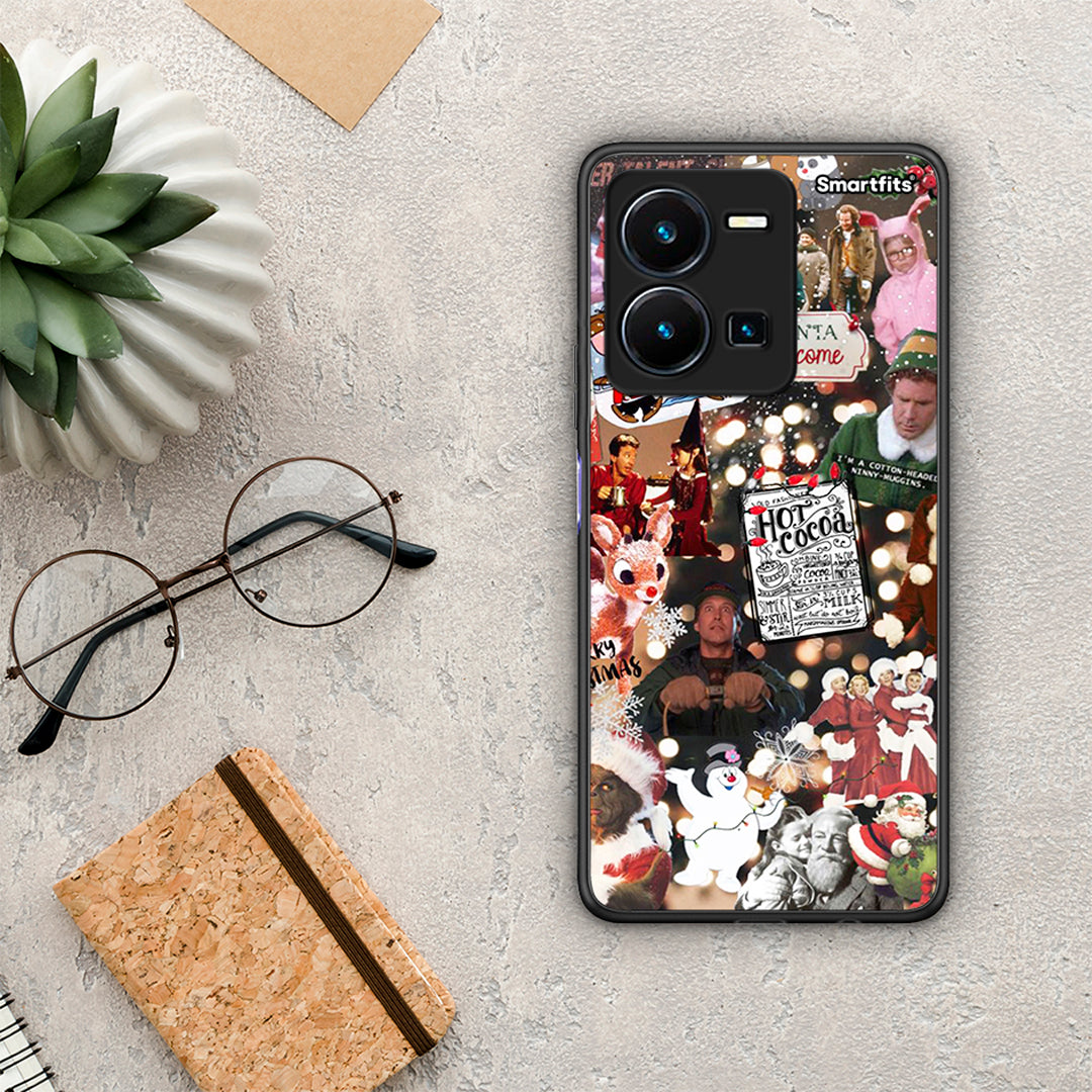 Θήκη Vivo Y35 Xmas Movies από τη Smartfits με σχέδιο στο πίσω μέρος και μαύρο περίβλημα | Vivo Y35 Xmas Movies Case with Colorful Back and Black Bezels