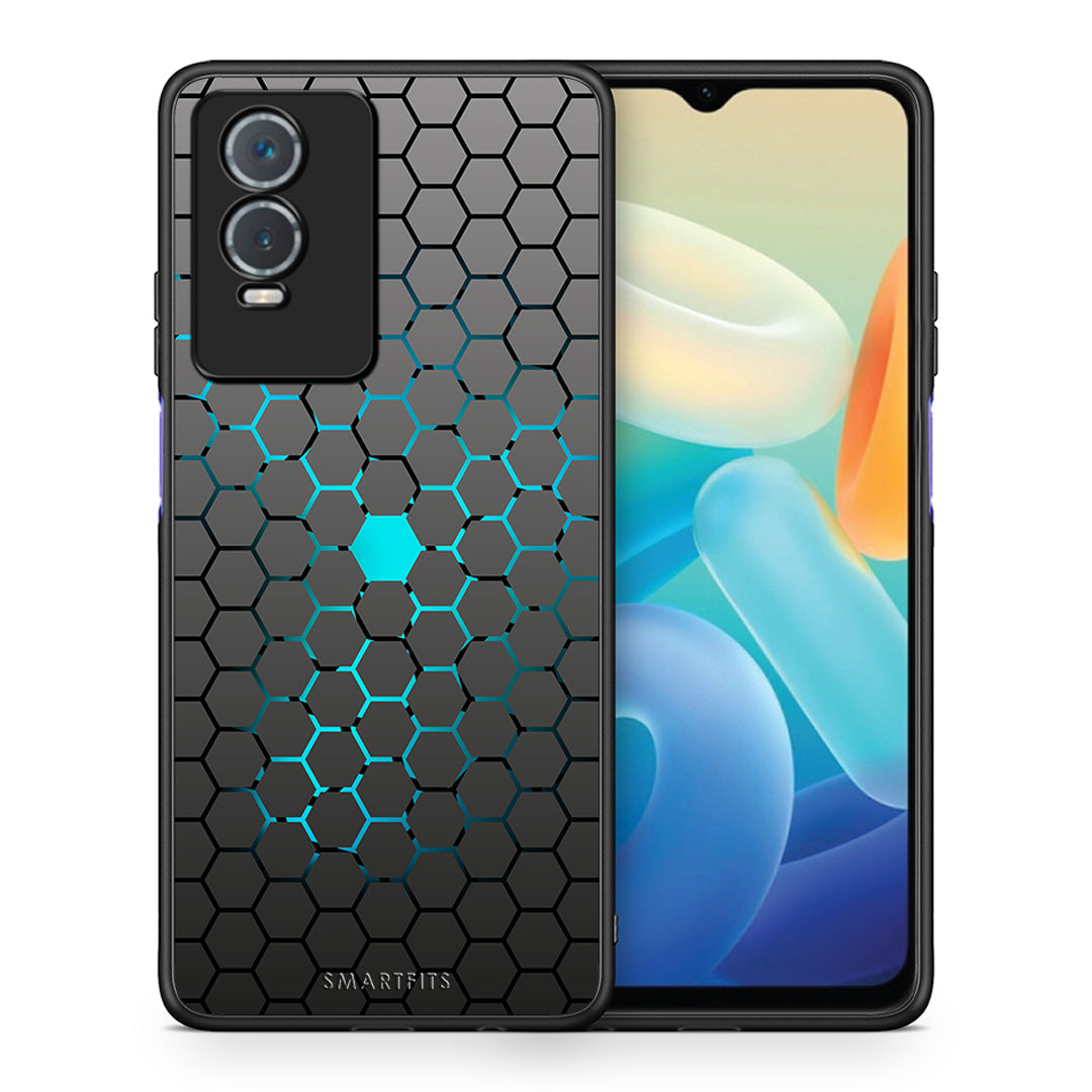 Θήκη Vivo Y76 5G / Y76s / Y74s Hexagonal Geometric από τη Smartfits με σχέδιο στο πίσω μέρος και μαύρο περίβλημα | Vivo Y76 5G / Y76s / Y74s Hexagonal Geometric case with colorful back and black bezels
