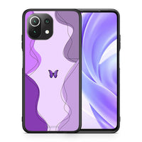 Thumbnail for Θήκη Αγίου Βαλεντίνου Xiaomi 11 Lite / Mi 11 Lite Purple Mariposa από τη Smartfits με σχέδιο στο πίσω μέρος και μαύρο περίβλημα | Xiaomi 11 Lite / Mi 11 Lite Purple Mariposa case with colorful back and black bezels