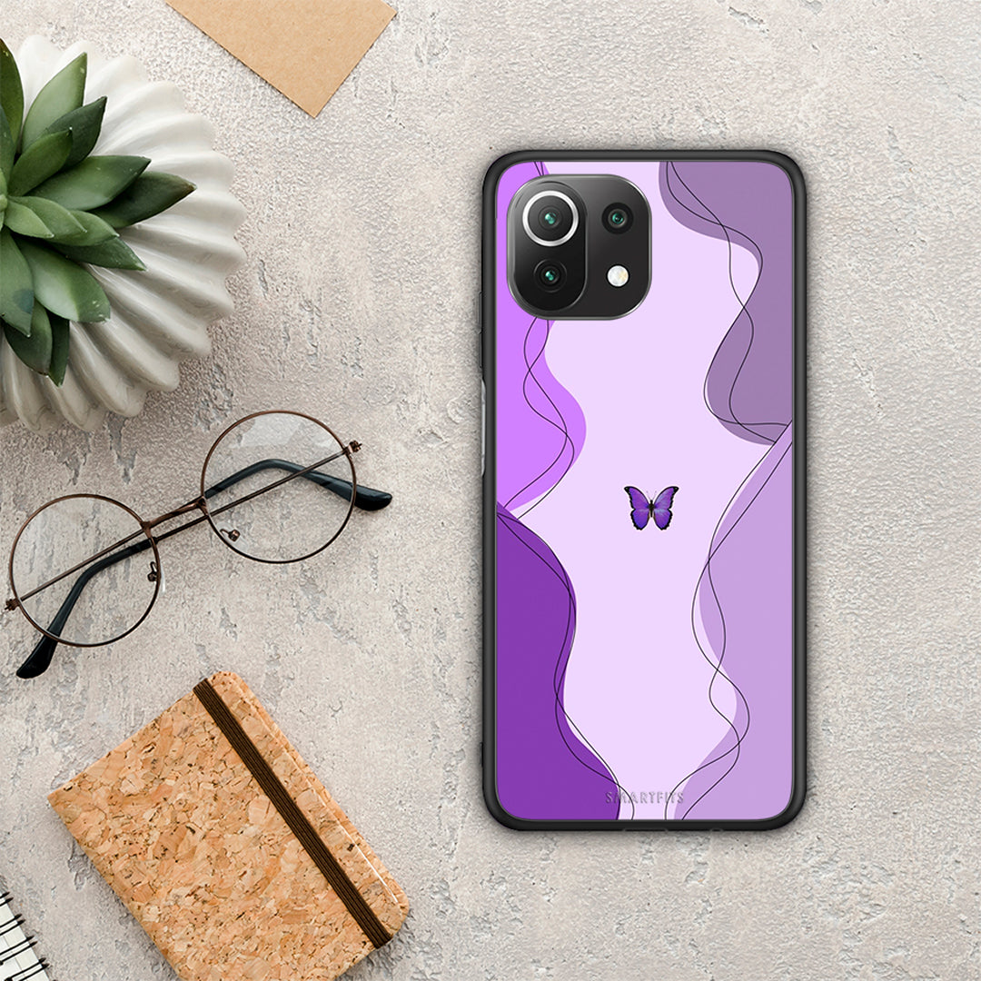 Purple Mariposa - Xiaomi 11 Lite 5G NE / Mi 11 Lite θήκη