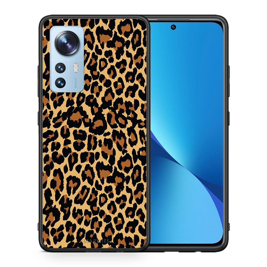 Θήκη Xiaomi 12/12X 5G Leopard Animal από τη Smartfits με σχέδιο στο πίσω μέρος και μαύρο περίβλημα | Xiaomi 12/12X 5G Leopard Animal case with colorful back and black bezels