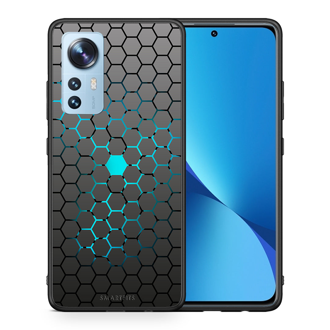 Θήκη Xiaomi 12/12X 5G Hexagonal Geometric από τη Smartfits με σχέδιο στο πίσω μέρος και μαύρο περίβλημα | Xiaomi 12/12X 5G Hexagonal Geometric case with colorful back and black bezels