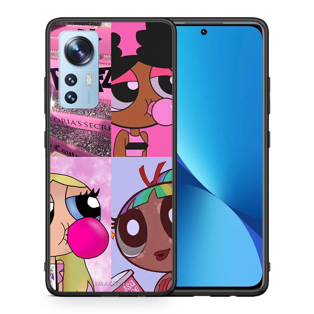 Θήκη Αγίου Βαλεντίνου Xiaomi 12 / 12X 5G Bubble Girls από τη Smartfits με σχέδιο στο πίσω μέρος και μαύρο περίβλημα | Xiaomi 12 / 12X 5G Bubble Girls case with colorful back and black bezels