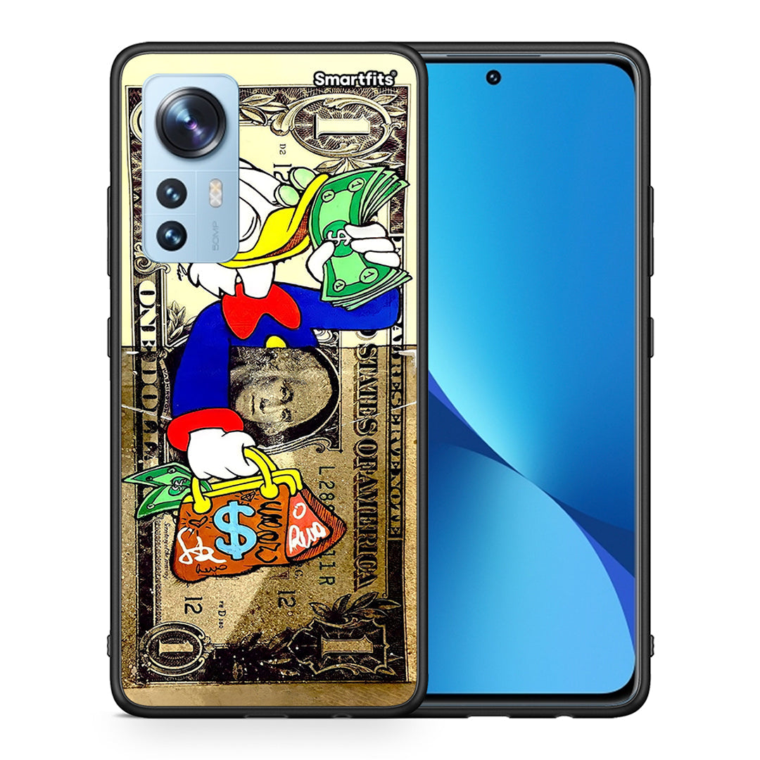 Θήκη Xiaomi 12 / 12X 5G Duck Money από τη Smartfits με σχέδιο στο πίσω μέρος και μαύρο περίβλημα | Xiaomi 12 / 12X 5G Duck Money case with colorful back and black bezels