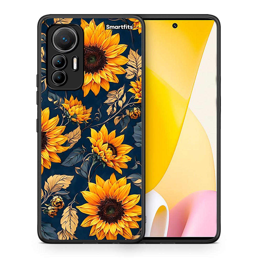 Θήκη Xiaomi 12 Lite 5G Autumn Sunflowers από τη Smartfits με σχέδιο στο πίσω μέρος και μαύρο περίβλημα | Xiaomi 12 Lite 5G Autumn Sunflowers case with colorful back and black bezels