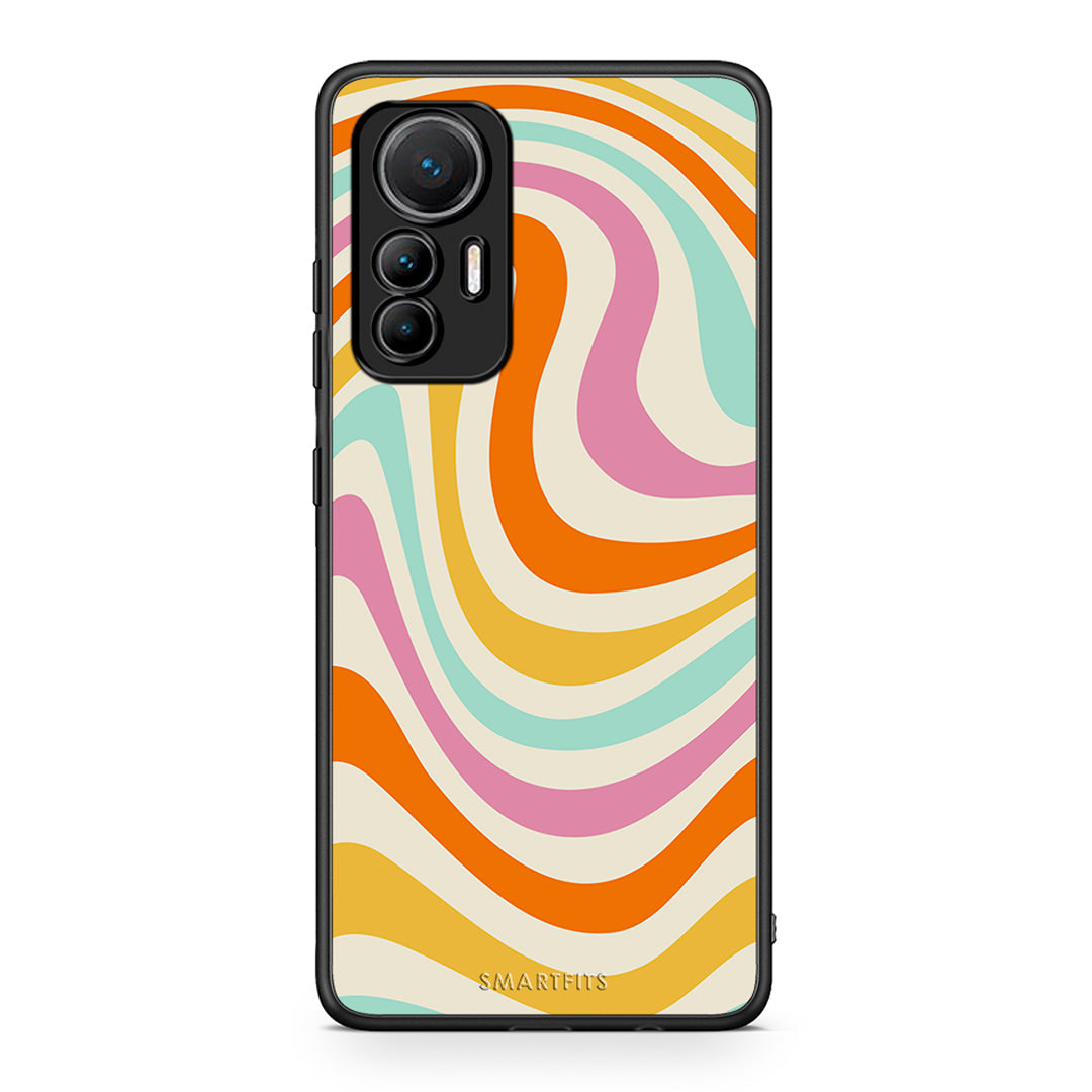 Xiaomi 12 Lite 5G Colourful Waves θήκη από τη Smartfits με σχέδιο στο πίσω μέρος και μαύρο περίβλημα | Smartphone case with colorful back and black bezels by Smartfits