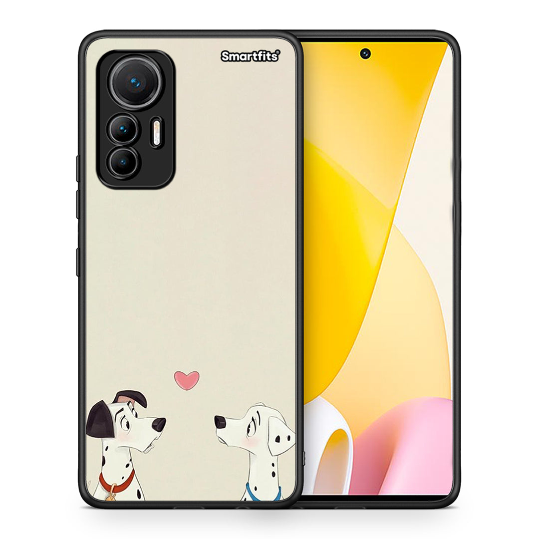 Θήκη Xiaomi 12 Lite 5G Dalmatians Love από τη Smartfits με σχέδιο στο πίσω μέρος και μαύρο περίβλημα | Xiaomi 12 Lite 5G Dalmatians Love case with colorful back and black bezels