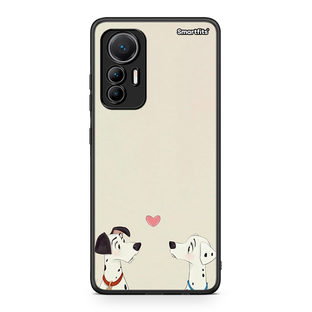 Xiaomi 12 Lite 5G Dalmatians Love θήκη από τη Smartfits με σχέδιο στο πίσω μέρος και μαύρο περίβλημα | Smartphone case with colorful back and black bezels by Smartfits