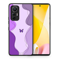 Thumbnail for Θήκη Αγίου Βαλεντίνου Xiaomi 12 Lite 5G Purple Mariposa από τη Smartfits με σχέδιο στο πίσω μέρος και μαύρο περίβλημα | Xiaomi 12 Lite 5G Purple Mariposa case with colorful back and black bezels