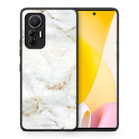 Thumbnail for Θήκη Xiaomi 12 Lite 5G White Gold Marble από τη Smartfits με σχέδιο στο πίσω μέρος και μαύρο περίβλημα | Xiaomi 12 Lite 5G White Gold Marble case with colorful back and black bezels