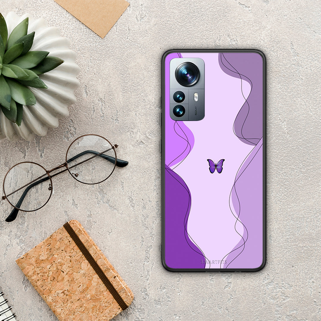 Purple Mariposa - Xiaomi 12 Pro θήκη