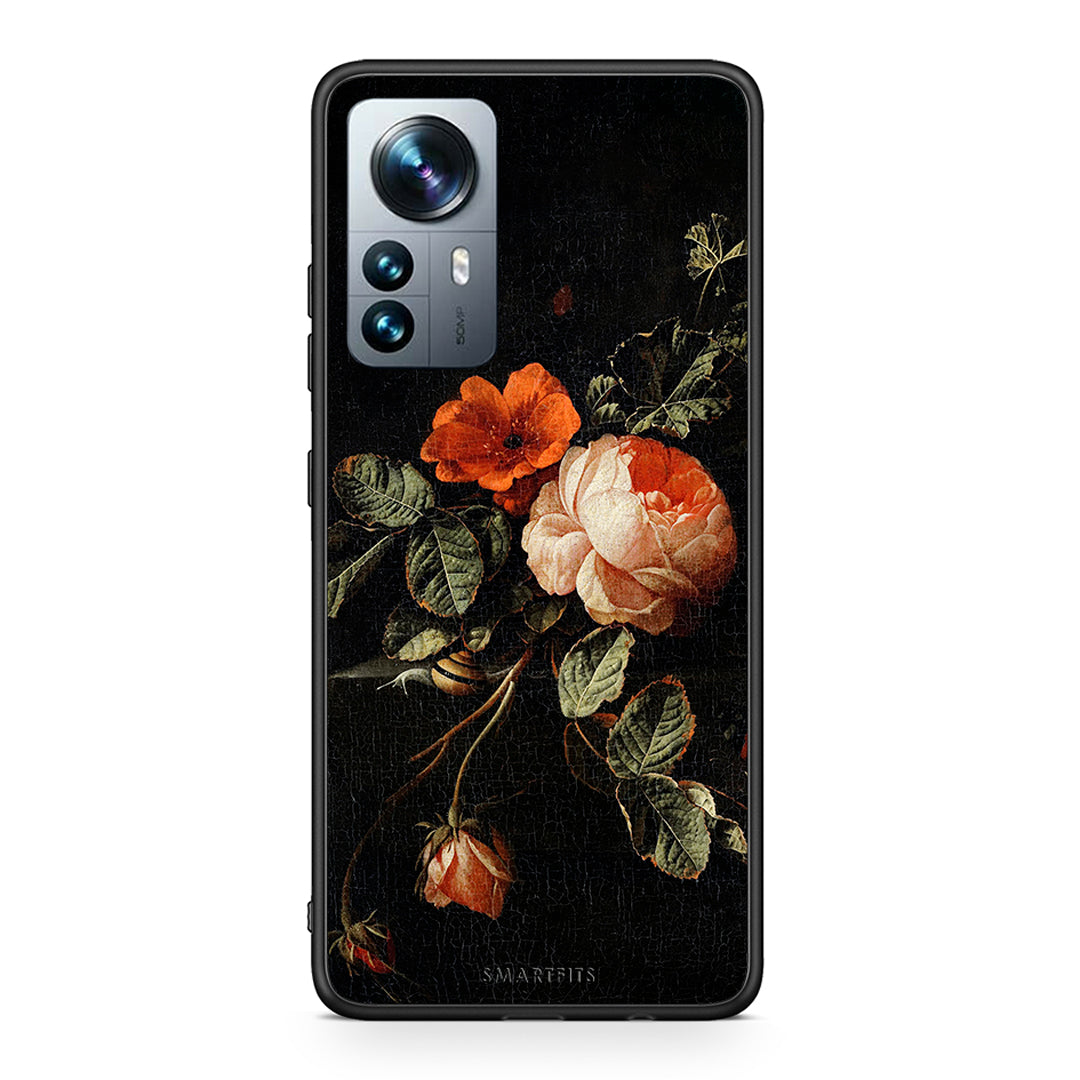 Xiaomi 12 Pro Vintage Roses θήκη από τη Smartfits με σχέδιο στο πίσω μέρος και μαύρο περίβλημα | Smartphone case with colorful back and black bezels by Smartfits