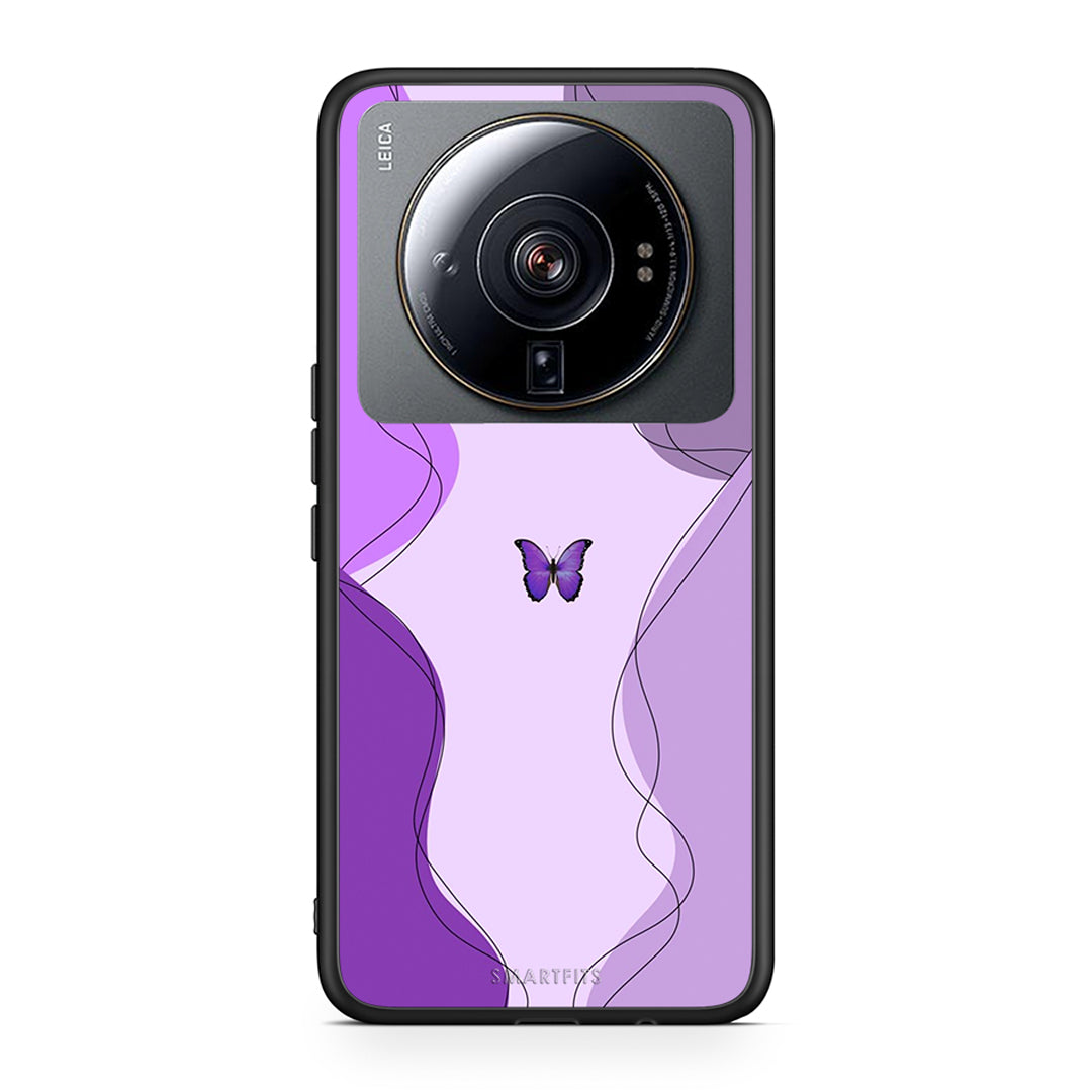 Xiaomi 12S Ultra Purple Mariposa Θήκη Αγίου Βαλεντίνου από τη Smartfits με σχέδιο στο πίσω μέρος και μαύρο περίβλημα | Smartphone case with colorful back and black bezels by Smartfits