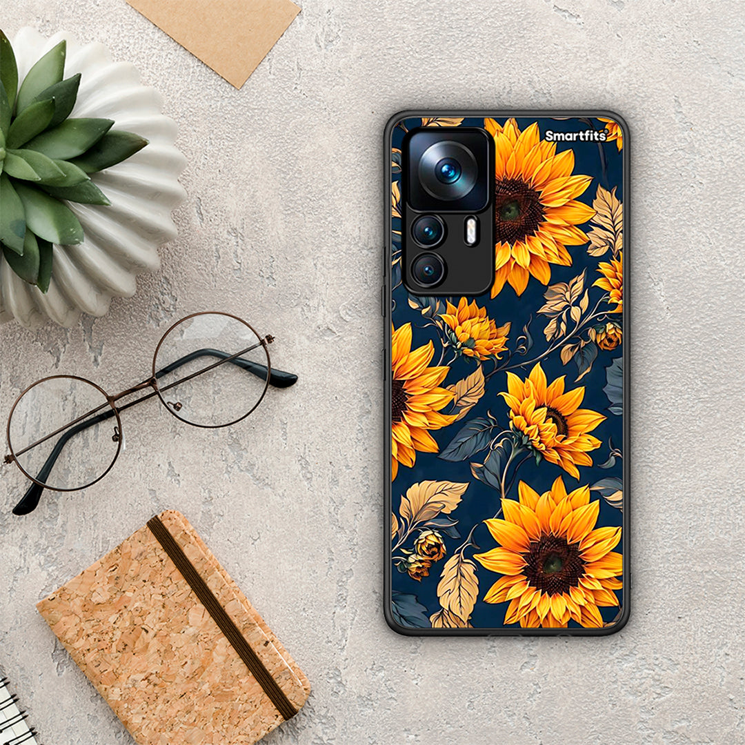 Xiaomi 12T / K50 Ultra Autumn Sunflowers θήκη από τη Smartfits με σχέδιο στο πίσω μέρος και μαύρο περίβλημα | Smartphone case with colorful back and black bezels by Smartfits