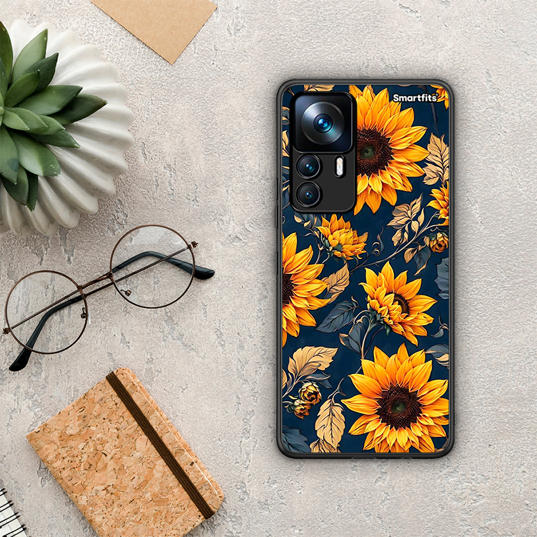 Xiaomi 12T / 12T Pro / K50 Ultra Autumn Sunflowers θήκη από τη Smartfits με σχέδιο στο πίσω μέρος και μαύρο περίβλημα | Smartphone case with colorful back and black bezels by Smartfits