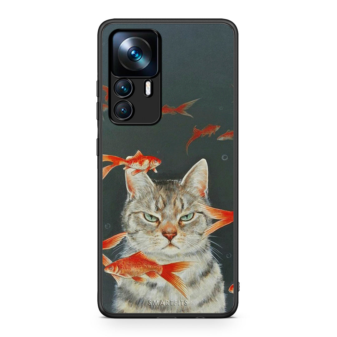 Xiaomi 12T / K50 Ultra Cat Goldfish θήκη από τη Smartfits με σχέδιο στο πίσω μέρος και μαύρο περίβλημα | Smartphone case with colorful back and black bezels by Smartfits