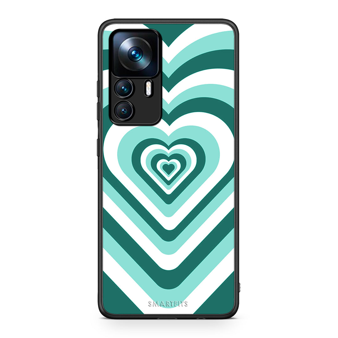 Xiaomi 12T / K50 Ultra Green Hearts θήκη από τη Smartfits με σχέδιο στο πίσω μέρος και μαύρο περίβλημα | Smartphone case with colorful back and black bezels by Smartfits