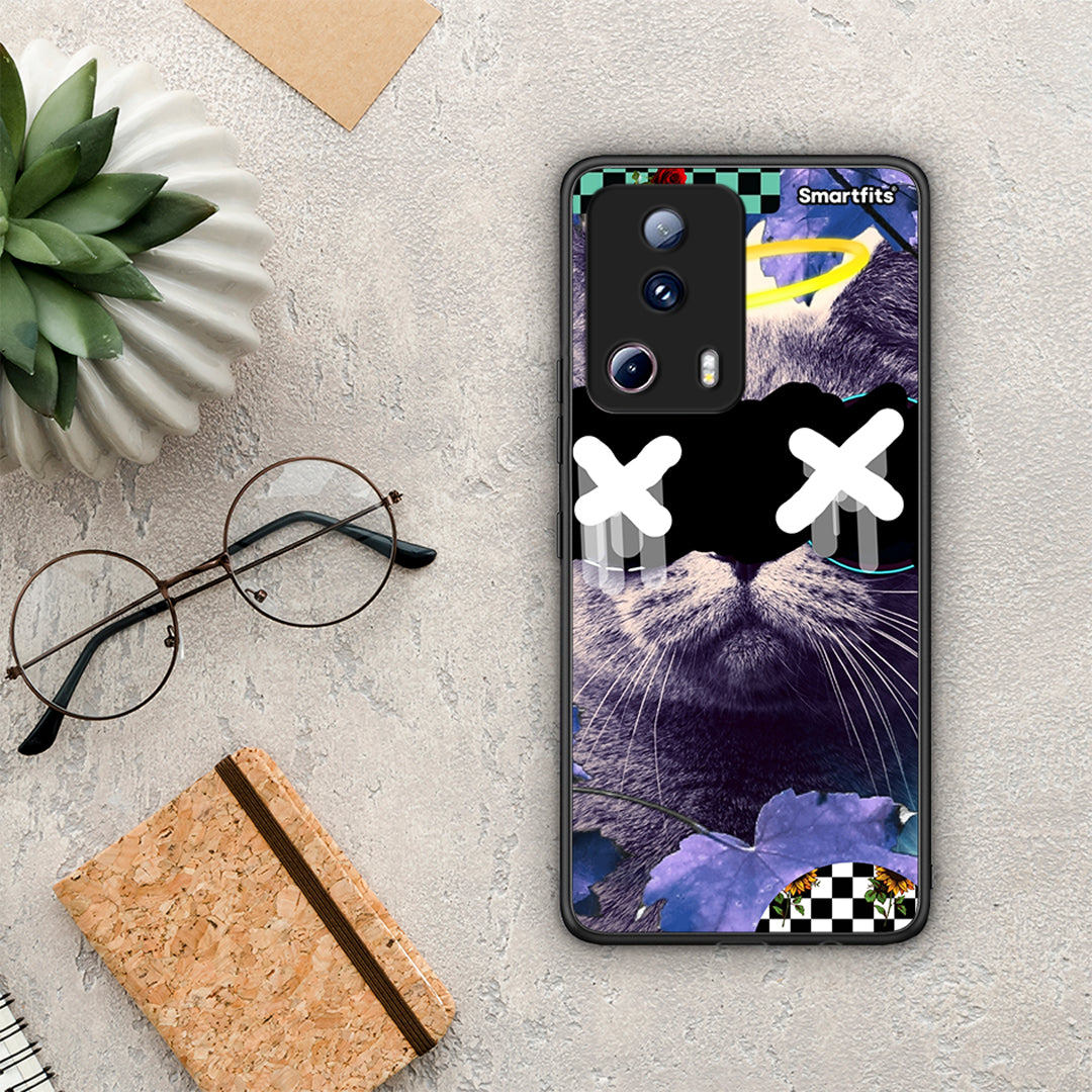 Θήκη Xiaomi 13 Lite 5G Cat Collage από τη Smartfits με σχέδιο στο πίσω μέρος και μαύρο περίβλημα | Xiaomi 13 Lite 5G Cat Collage Case with Colorful Back and Black Bezels