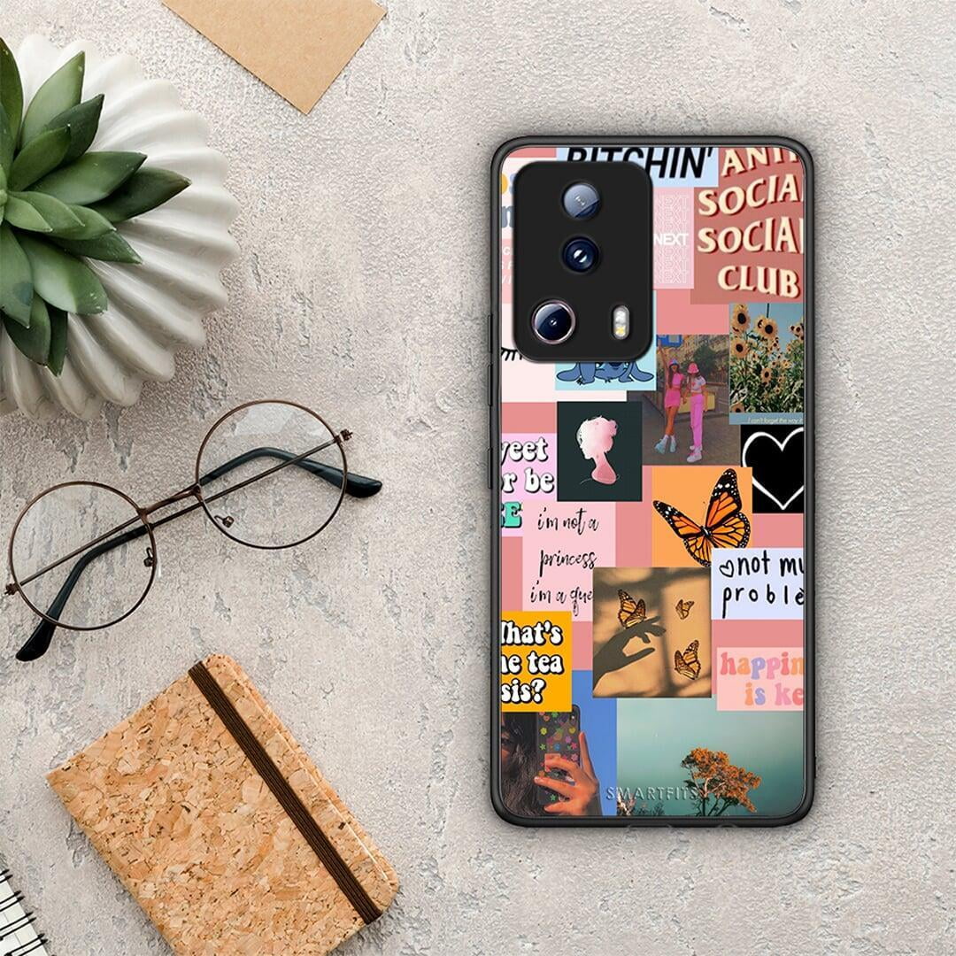 Θήκη Xiaomi 13 Lite 5G Collage Bitchin από τη Smartfits με σχέδιο στο πίσω μέρος και μαύρο περίβλημα | Xiaomi 13 Lite 5G Collage Bitchin Case with Colorful Back and Black Bezels